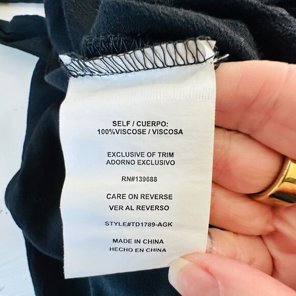 Taylor & Sage Black Semi-Sheer V Neck Button & Loop Front Wide Leg Jumpsuit S - Picture 12 of 16